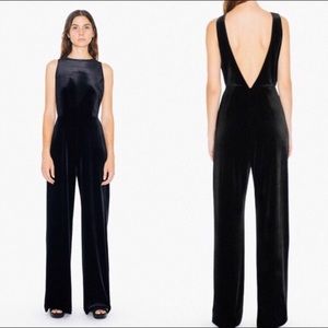 American Apparel Black Velvet Jumpsuit